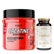 Evolite Creatine Monohydrate 500g + Evolite Vitamin D3 120 kapsułek