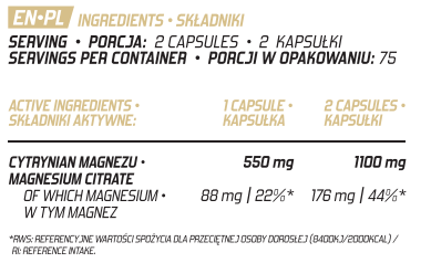 Evolite Magnesium Citrate 550mg 150 Vege kapsułek