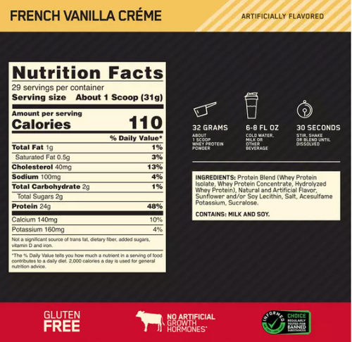 Optimum Nutrition 100% Whey Gold 900g French Vanilla