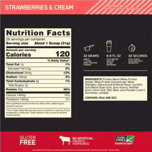 Optimum Nutrition 100% Whey Gold 900g Strawberry