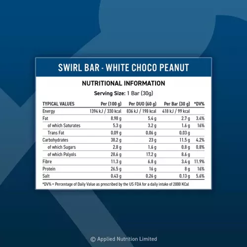 Applied Swirl Bar White Choc Peanut 60g