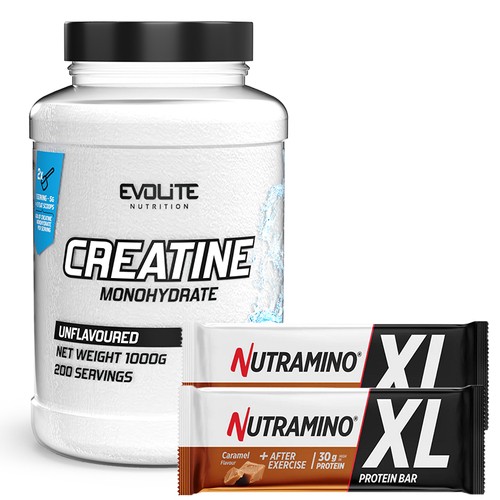 Evolite Creatine Monohydrate 1000g + 2x ON Nutramino Proteinbar XL 82g GRATIS