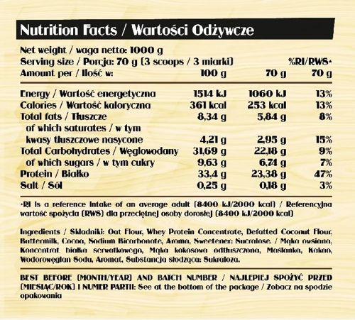 Evolite Protein Pancakes 1000g + 2x ON Nutramino Proteinbar XL 82g GRATIS