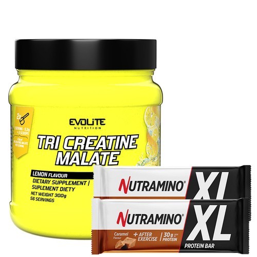 Evolite Tri Creatine Malate 300g + 2x Baton ON Nutramino Proteinbar XL 82g GRATIS