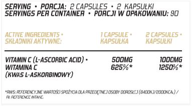 Evolite Vitamin C 500mg 180 Vege kapsułek