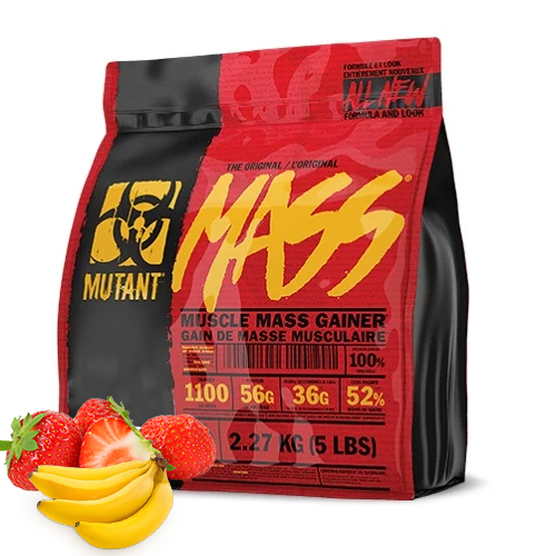 Mutant Mass 2270g Strawberry Banana + 3 x Mutant Mass Extreme 2500 48g GRATIS