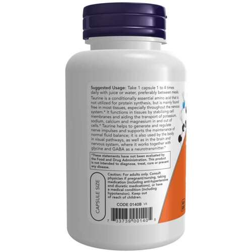 Now Foods Taurine 500mg 100caps