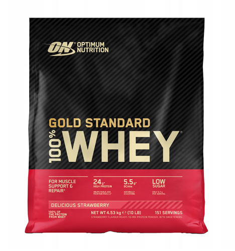 ON 100% Whey Gold 4540g Strawberry USZKODZONE