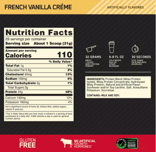 ON 100% Whey Gold 900g French Vanilla