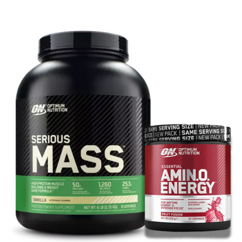 Optimum Nutrition Serious Mass 2730g Chocolate Peanut Butter + ON Amino Energy 270g 