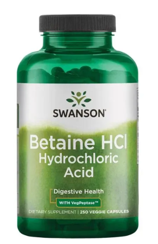 Swanson Betaine HCL hydrochloric Acid 250vcaps